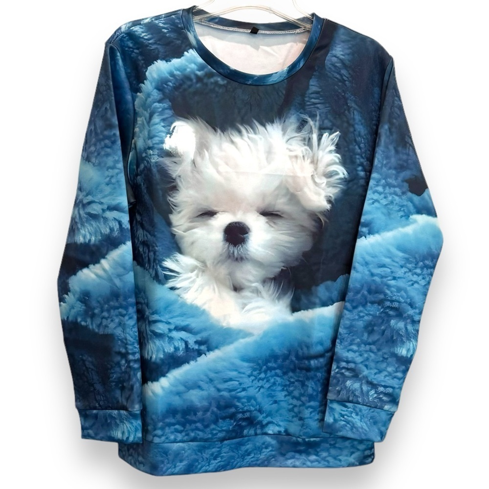 NWOT Dog Print Pullover Sweatshirt Size XL (12) Casual Long Sleeve Crew Neck